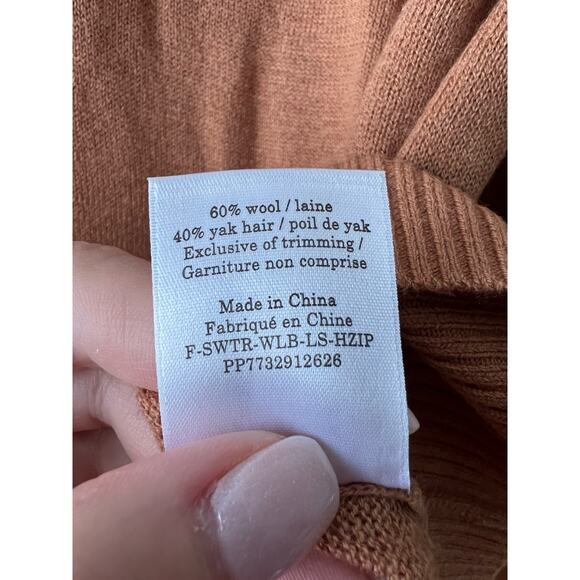 NWT Everlane Women's Luxe Merino Wool Half-Zip Sweater Tawny Brown Size S - Picture 10 of 11